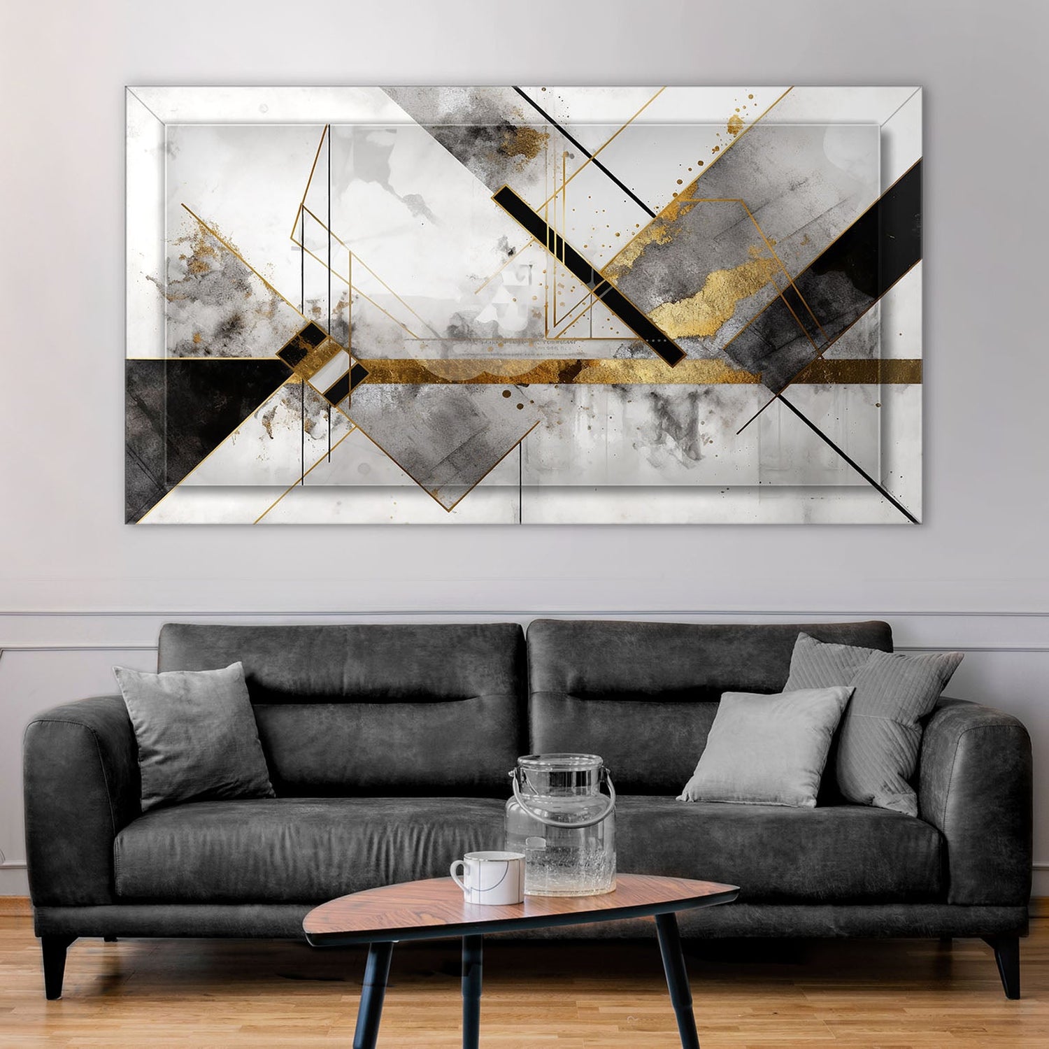 Quadro Moderno "Geometrico" - su vetro appeso in  soggiorno moderno
